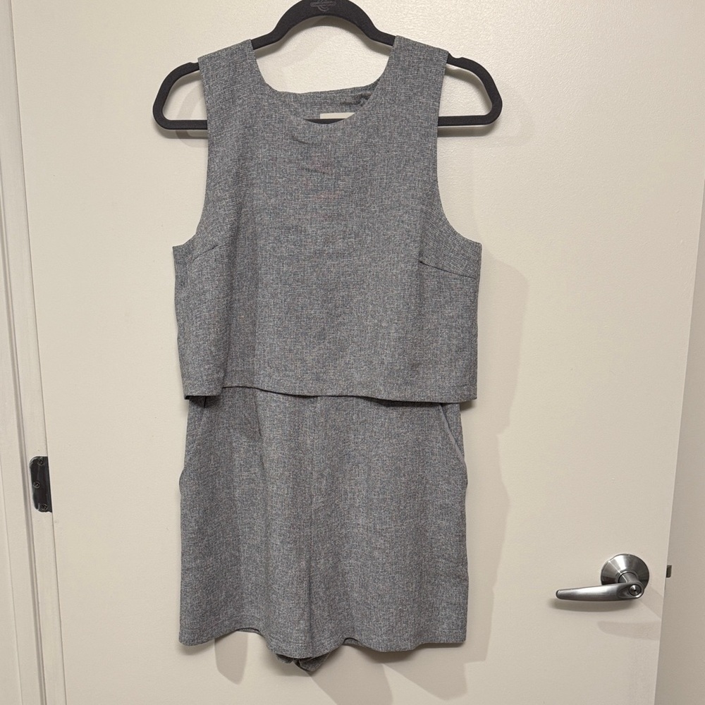 Anthropologie Gray Sleeveless One-Piece Romper
